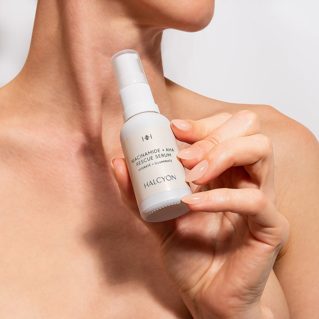 Niacinimide + 2% Alpha Hydroxy Acid Rescue Serum Advanced bioactive vegan whole plant formulations and never tested on animals