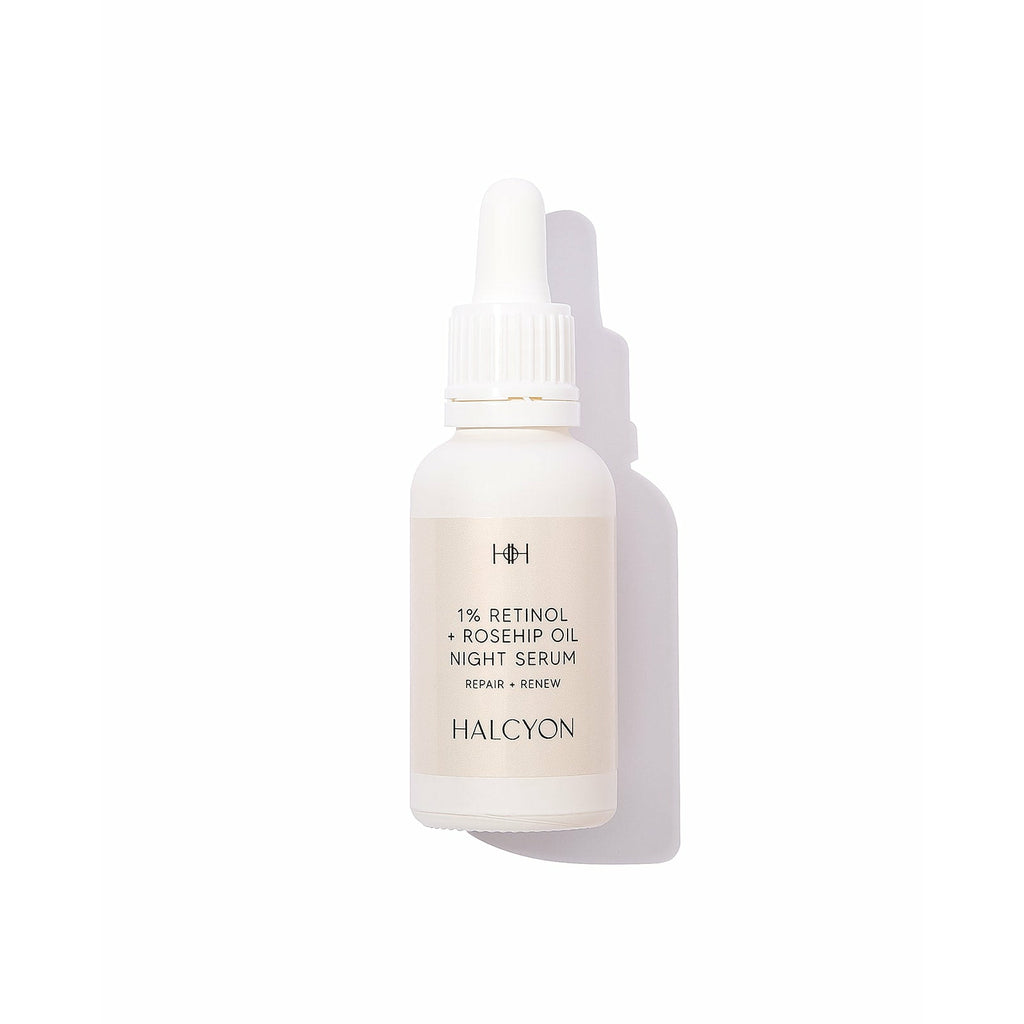 1% Retinol + Rosehip Oil Anti-aging Night Serum Advanced bioactive vegan whole plant formulations and never tested on animals